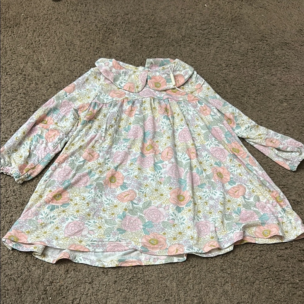 Angel Dear Pink Floral Long-Sleeve Baby Dress